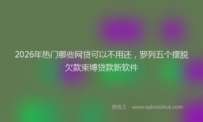 2026年热门哪些网贷可以不用还，罗列五个摆脱欠款束缚贷款新软件