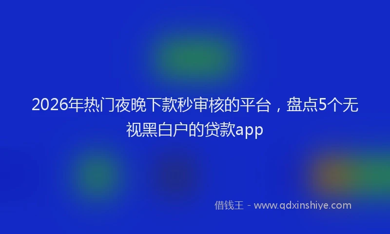 2026年热门夜晚下款秒审核的平台，盘点5个无视黑白户的贷款app