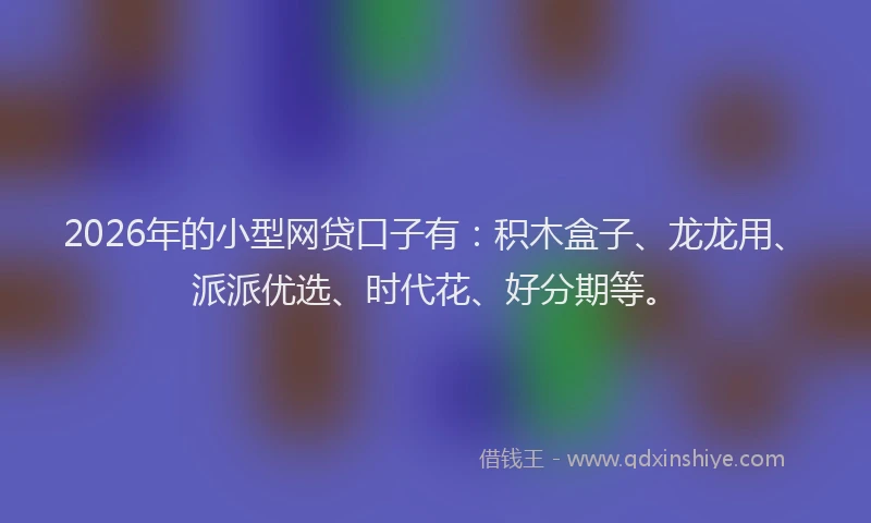 2026年的小型网贷口子有：积木盒子、龙龙用、派派优选、时代花、好分期等。