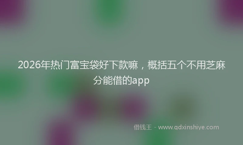 2026年热门富宝袋好下款嘛，概括五个不用芝麻分能借的app