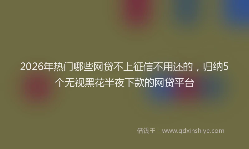 2026年热门哪些网贷不上征信不用还的，归纳5个无视黑花半夜下款的网贷平台