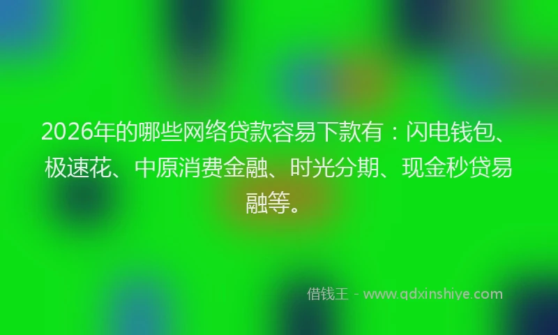 2026年的哪些网络贷款容易下款有：闪电钱包、极速花、中原消费金融、时光分期、现金秒贷易融等。