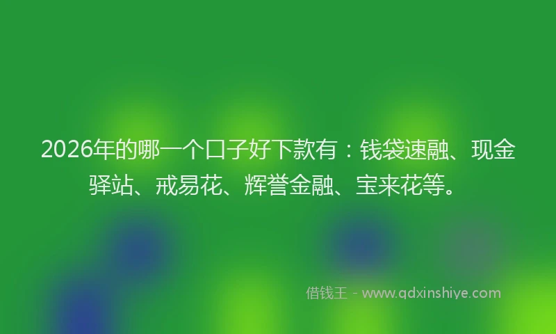 2026年的哪一个口子好下款有：钱袋速融、现金驿站、戒易花、辉誉金融、宝来花等。