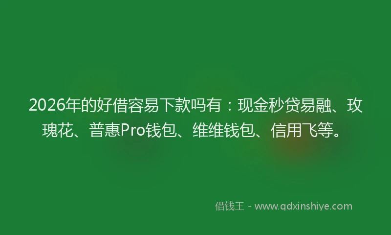 2026年的好借容易下款吗有：现金秒贷易融、玫瑰花、普惠Pro钱包、维维钱包、信用飞等。