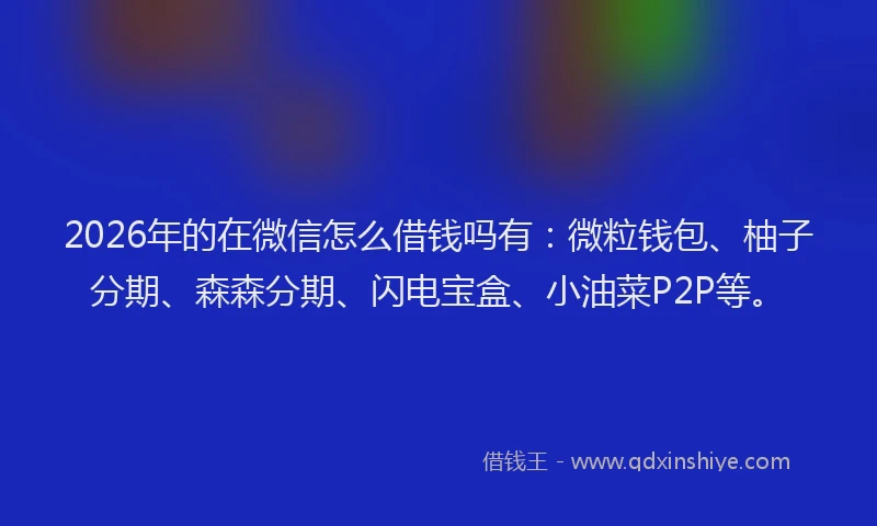 2026年的在微信怎么借钱吗有：微粒钱包、柚子分期、森森分期、闪电宝盒、小油菜P2P等。