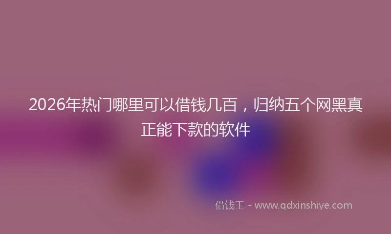 2026年热门哪里可以借钱几百，归纳五个网黑真正能下款的软件
