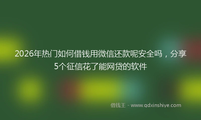 2026年热门如何借钱用微信还款呢安全吗,分享5个征信花了能网贷的软件