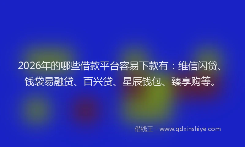 2026年的哪些借款平台容易下款有：维信闪贷、钱袋易融贷、百兴贷、星辰钱包、臻享购等。
