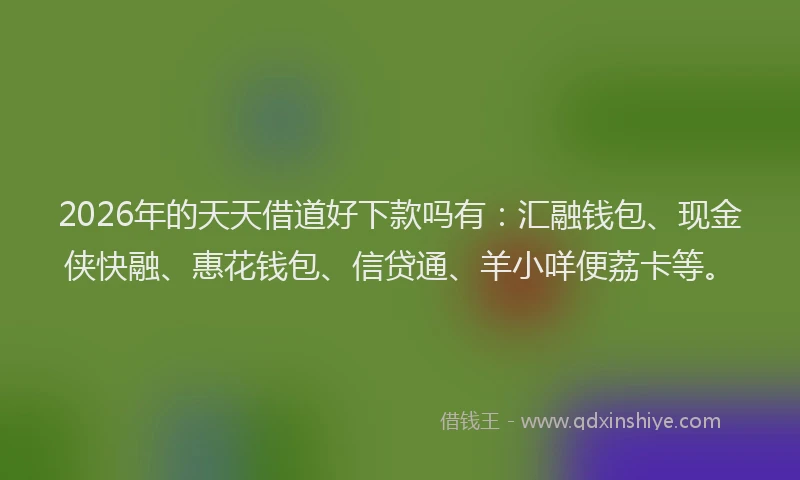 2026年的天天借道好下款吗有：汇融钱包、现金侠快融、惠花钱包、信贷通、羊小咩便荔卡等。