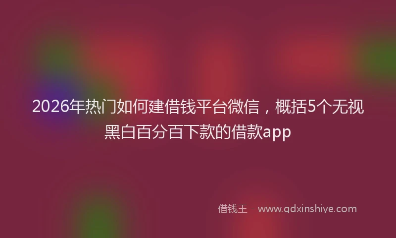 2026年热门如何建借钱平台微信，概括5个无视黑白百分百下款的借款app