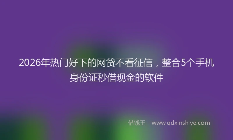 2026年热门好下的网贷不看征信，整合5个手机身份证秒借现金的软件