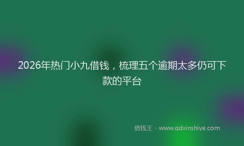 2026年热门小九借钱，梳理五个逾期太多仍可下款的平台