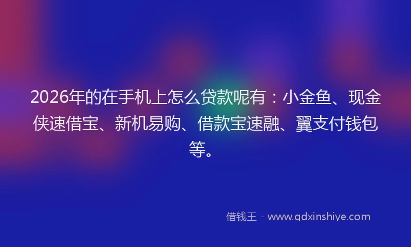 2026年的在手机上怎么贷款呢有：小金鱼、现金侠速借宝、新机易购、借款宝速融、翼支付钱包等。