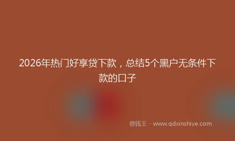 2026年热门好享贷下款，总结5个黑户无条件下款的口子