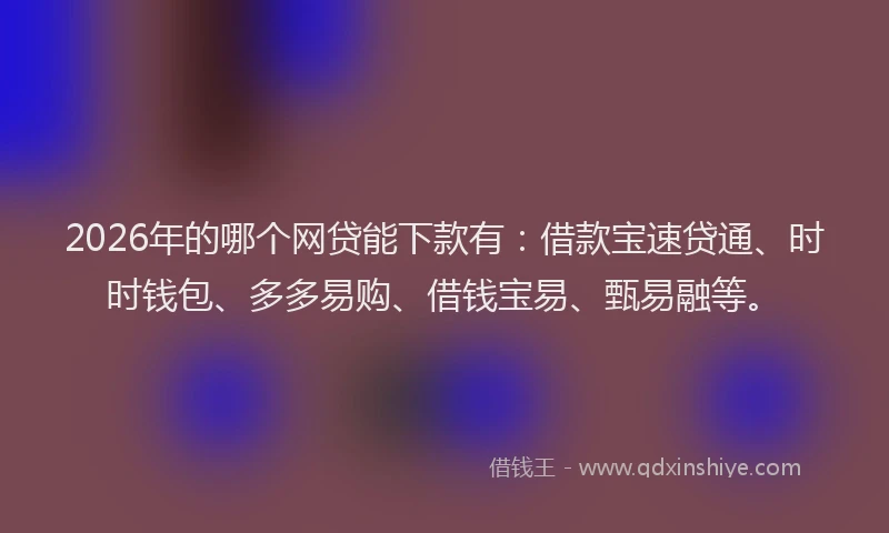 2026年的哪个网贷能下款有：借款宝速贷通、时时钱包、多多易购、借钱宝易、甄易融等。