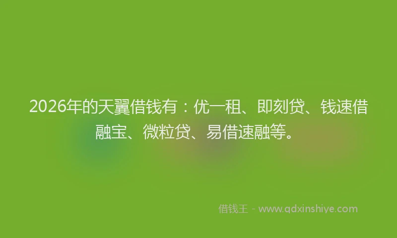 2026年的天翼借钱有：优一租、即刻贷、钱速借融宝、微粒贷、易借速融等。