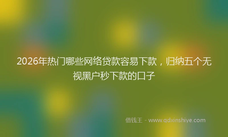 2026年热门哪些网络贷款容易下款，归纳五个无视黑户秒下款的口子