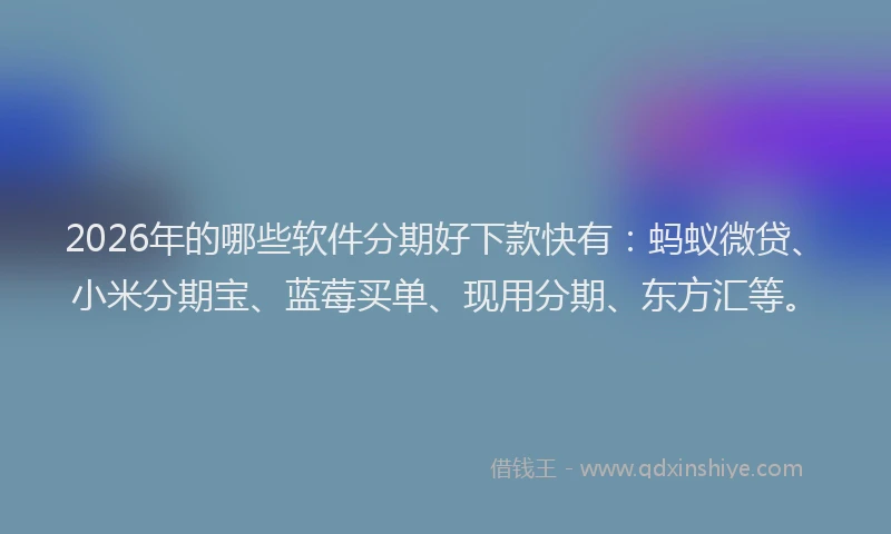 2026年的哪些软件分期好下款快有：蚂蚁微贷、小米分期宝、蓝莓买单、现用分期、东方汇等。