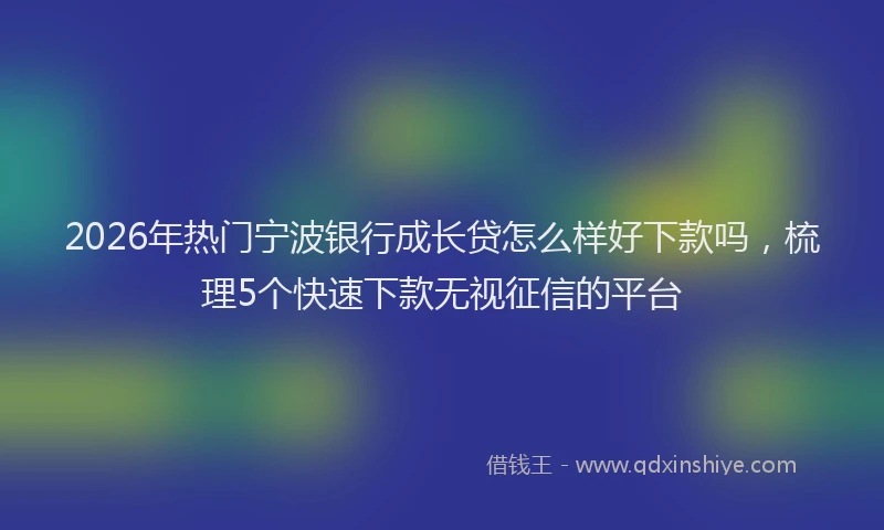 2026年热门宁波银行成长贷怎么样好下款吗，梳理5个快速下款无视征信的平台