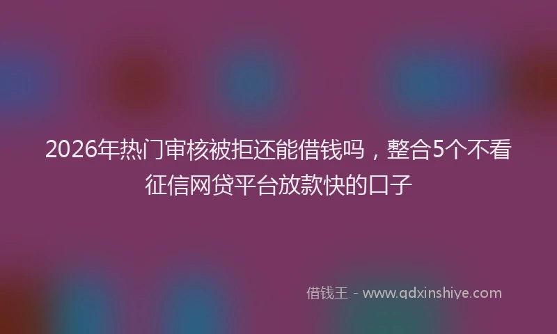 2026年热门审核被拒还能借钱吗，整合5个不看征信网贷平台放款快的口子