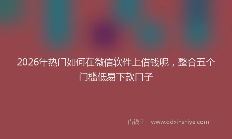 2026年热门如何在微信软件上借钱呢，整合五个门槛低易下款口子