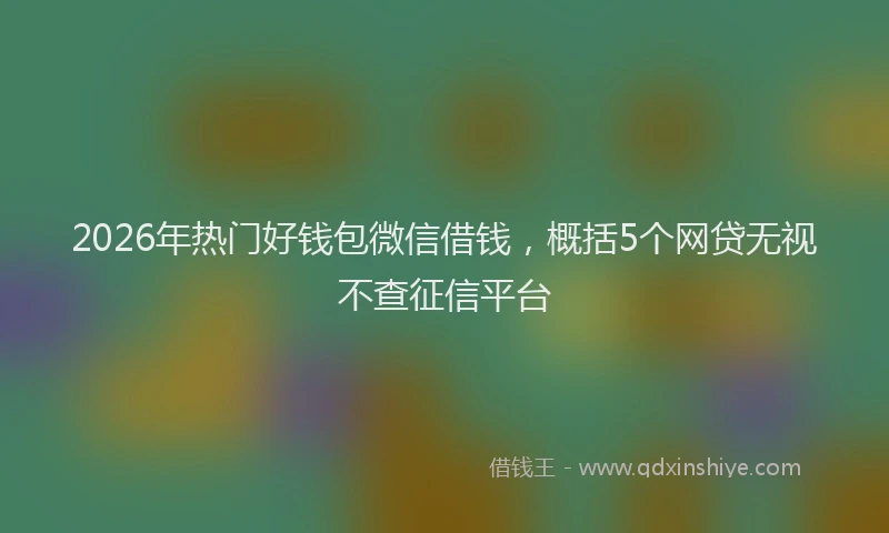 2026年热门好钱包微信借钱，概括5个网贷无视不查征信平台