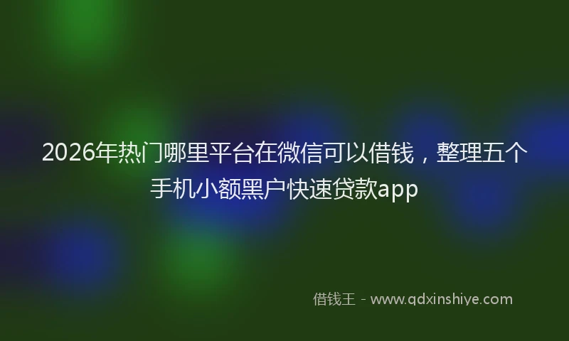 2026年热门哪里平台在微信可以借钱，整理五个手机小额黑户快速贷款app