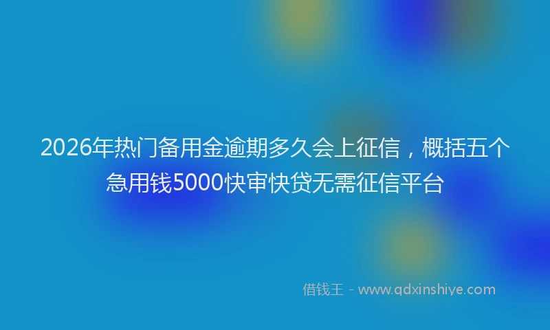 2026年热门备用金逾期多久会上征信，概括五个急用钱5000快审快贷无需征信平台