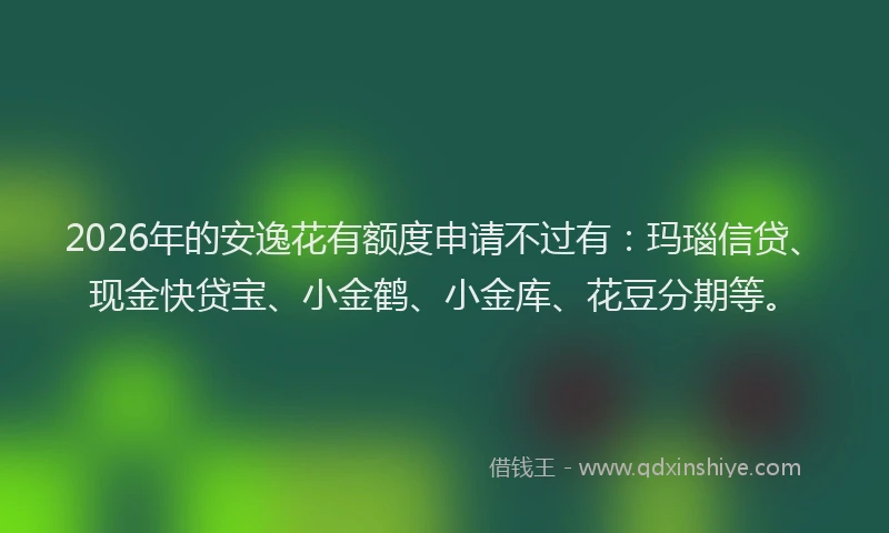 2026年的安逸花有额度申请不过有：玛瑙信贷、现金快贷宝、小金鹤、小金库、花豆分期等。
