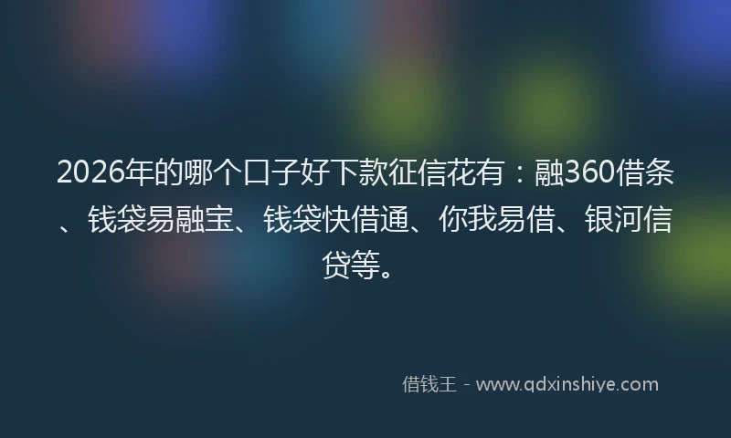 2026年的哪个口子好下款征信花有：融360借条、钱袋易融宝、钱袋快借通、你我易借、银河信贷等。