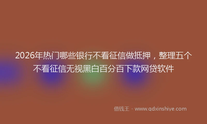 2026年热门哪些银行不看征信做抵押，整理五个不看征信无视黑白百分百下款网贷软件