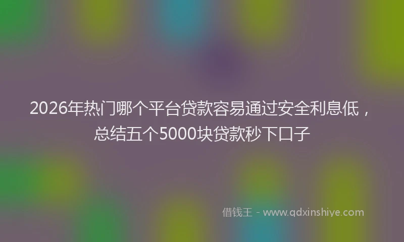 2026年热门哪个平台贷款容易通过安全利息低，总结五个5000块贷款秒下口子