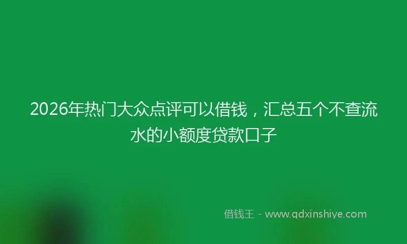 2026年热门大众点评可以借钱，汇总五个不查流水的小额度贷款口子