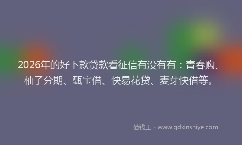 2026年的好下款贷款看征信有没有有：青春购、柚子分期、甄宝借、快易花贷、麦芽快借等。