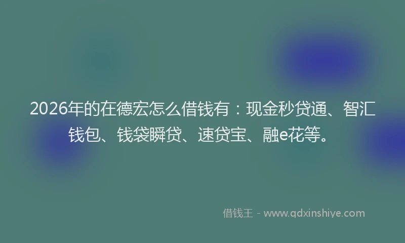 2026年的在德宏怎么借钱有：现金秒贷通、智汇钱包、钱袋瞬贷、速贷宝、融e花等。