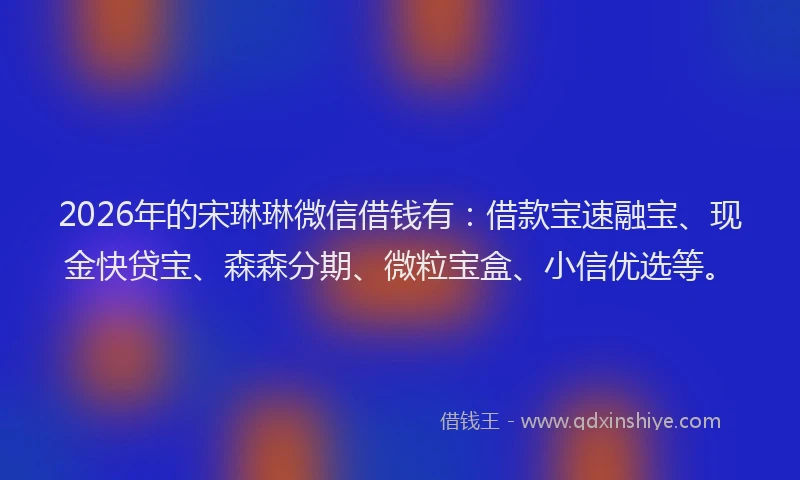 2026年的宋琳琳微信借钱有：借款宝速融宝、现金快贷宝、森森分期、微粒宝盒、小信优选等。