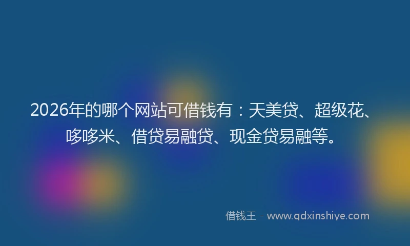 2026年的哪个网站可借钱有：天美贷、超级花、哆哆米、借贷易融贷、现金贷易融等。