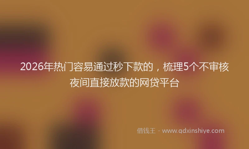 2026年热门容易通过秒下款的，梳理5个不审核夜间直接放款的网贷平台
