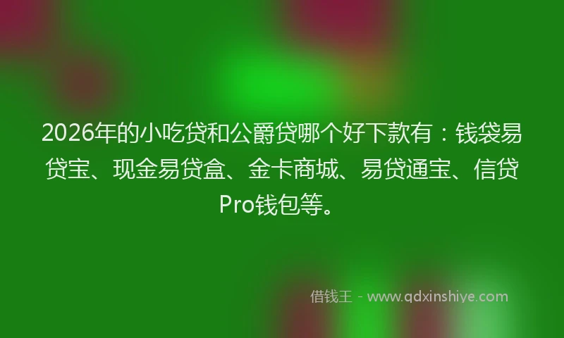 2026年的小吃贷和公爵贷哪个好下款有：钱袋易贷宝、现金易贷盒、金卡商城、易贷通宝、信贷Pro钱包等。
