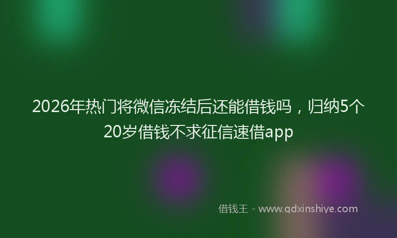 2026年热门将微信冻结后还能借钱吗，归纳5个20岁借钱不求征信速借app