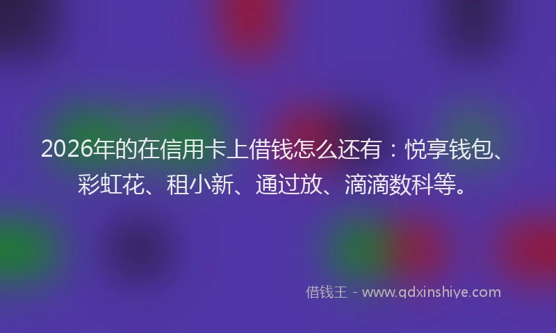 2026年的在信用卡上借钱怎么还有：悦享钱包、彩虹花、租小新、通过放、滴滴数科等。