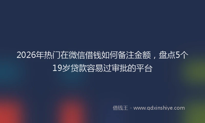 2026年热门在微信借钱如何备注金额，盘点5个19岁贷款容易过审批的平台