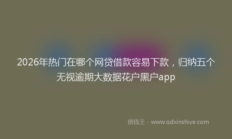 2026年热门在哪个网贷借款容易下款，归纳五个无视逾期大数据花户黑户app