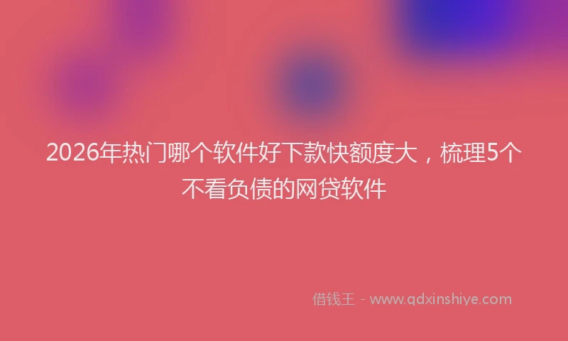 2026年热门哪个软件好下款快额度大，梳理5个不看负债的网贷软件