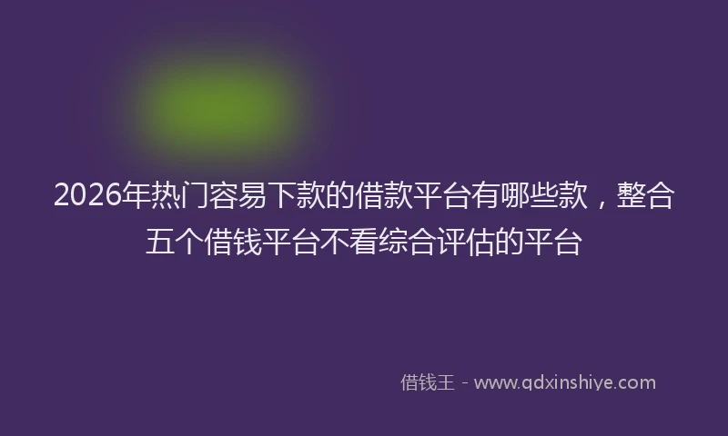 2026年热门容易下款的借款平台有哪些款，整合五个借钱平台不看综合评估的平台