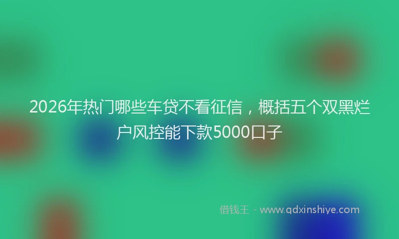 2026年热门哪些车贷不看征信，概括五个双黑烂户风控能下款5000口子