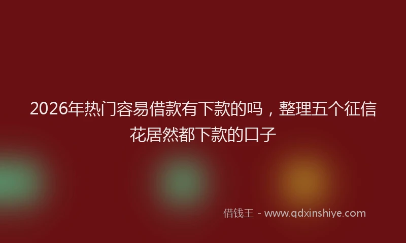 2026年热门容易借款有下款的吗，整理五个征信花居然都下款的口子