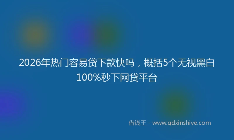2026年热门容易贷下款快吗，概括5个无视黑白100%秒下网贷平台