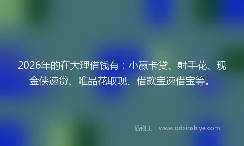 2026年的在大理借钱有：小赢卡贷、射手花、现金侠速贷、唯品花取现、借款宝速借宝等。