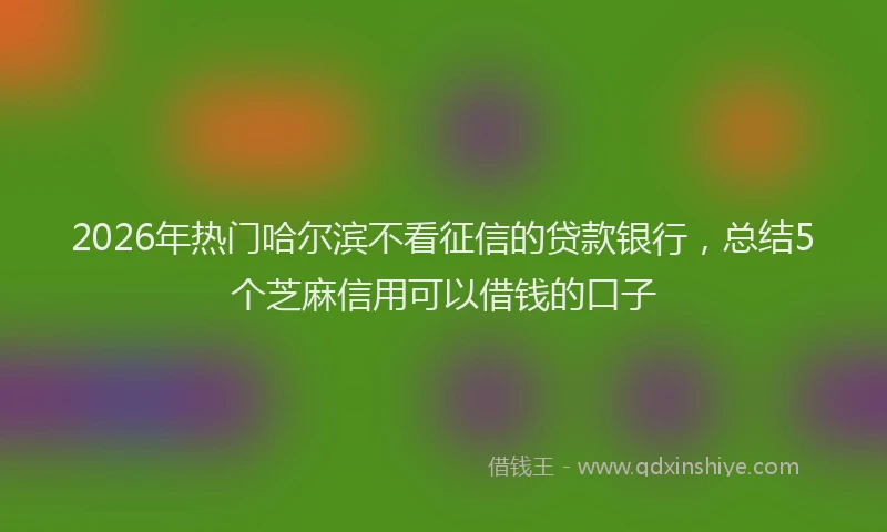 2026年热门哈尔滨不看征信的贷款银行，总结5个芝麻信用可以借钱的口子